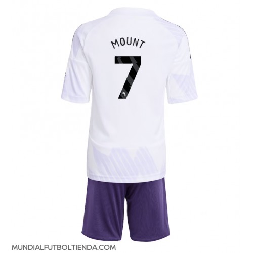 Camiseta Manchester United Mason Mount #7 Segunda Equipación Replica 2025-26 para niños mangas cortas (+ Pantalones cortos)